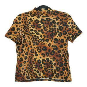 Ultimate Printed‎ Tee Size M Leopard Brown Black Short Sleeve Women's Polyester
